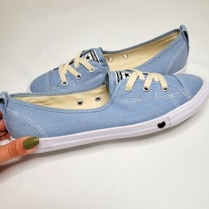 Converse baby blue slip ons size 8.5